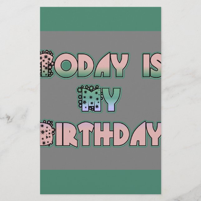 Today is My Birthday Baby Pink Art Print Stationery (Front)