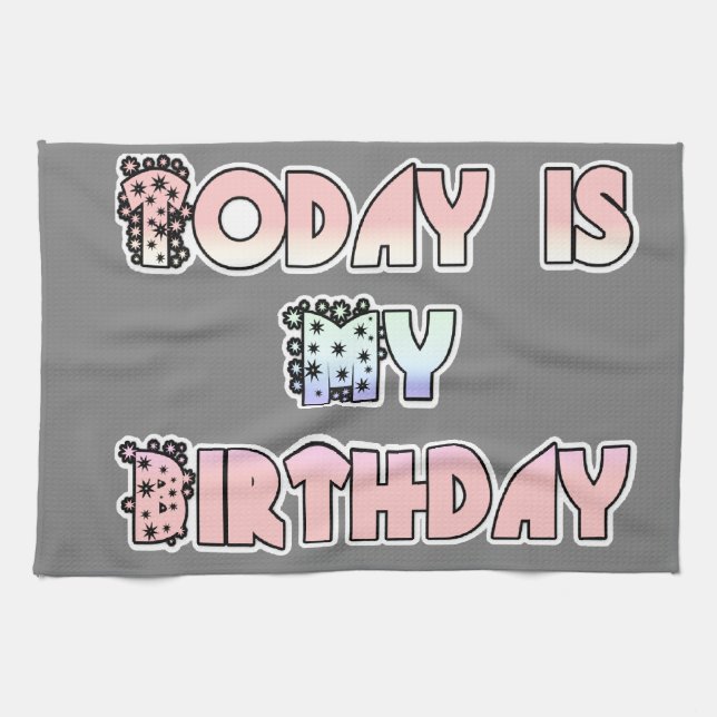 Today is My Birthday Baby Pink Art Print Tea Towel (Horizontal)