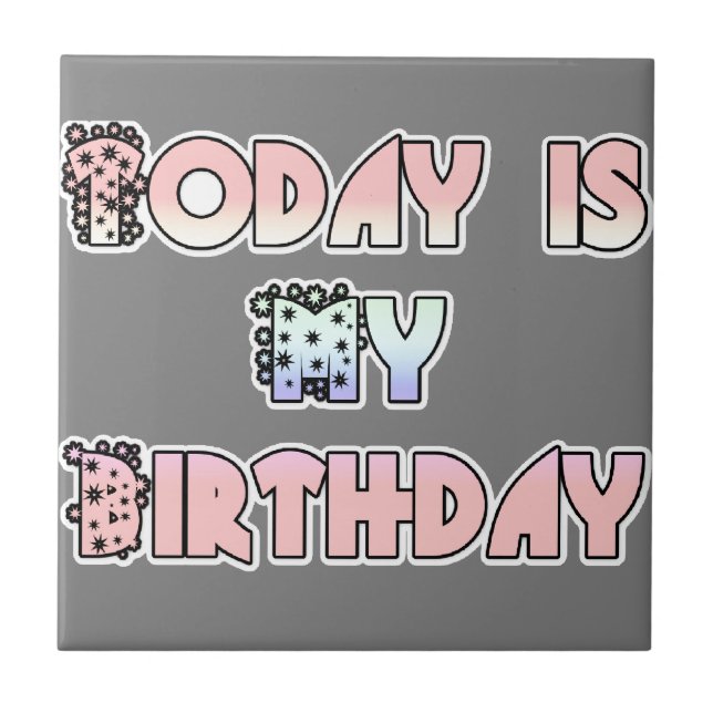 Today is My Birthday Baby Pink Art Print Tile (Front)