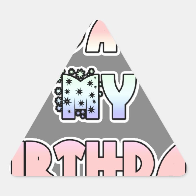 Today is My Birthday Baby Pink Art Print Triangle Sticker (Front)