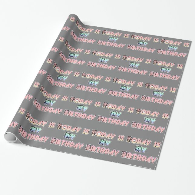 Today is My Birthday Baby Pink Art Print Wrapping Paper (Unrolled)