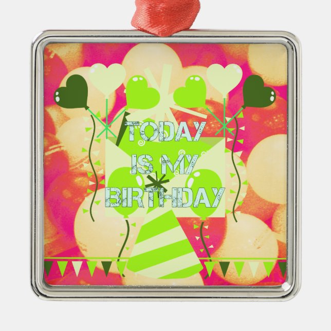 Today is My Birthday Metal Tree Decoration (Front)