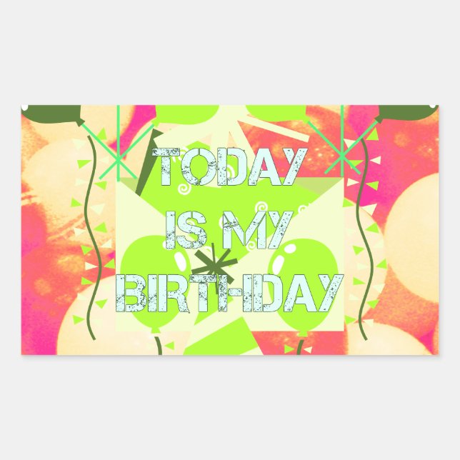Today is My Birthday Rectangular Sticker (Front)