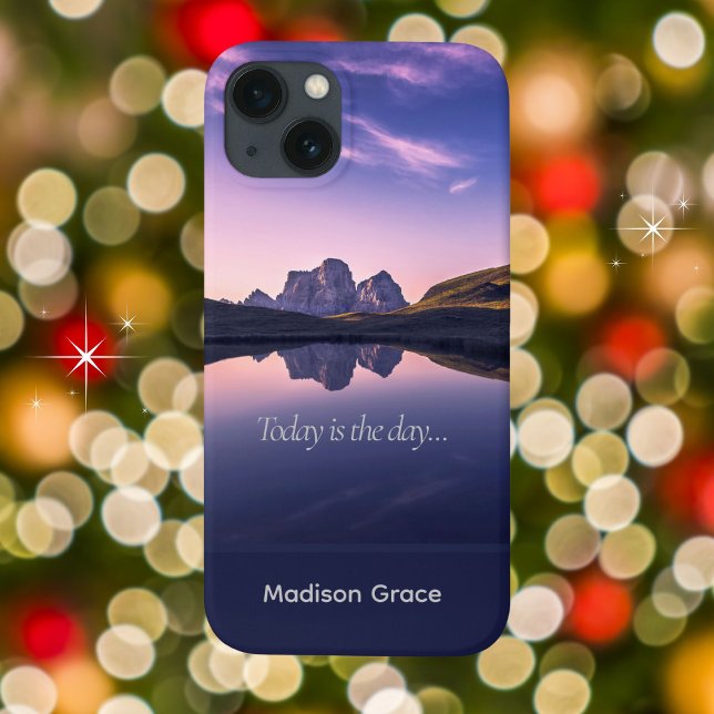 Today is the Day, Serene Mountain Lake Case-Mate iPhone Case (Customize with your name and phrase, or leave blank. Goes great on all variety of phone cases.)