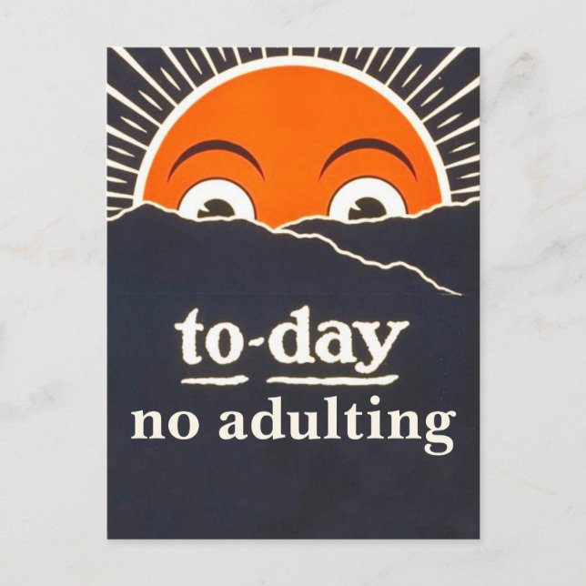 Today, No Adulting Vintage Postcard (Front)