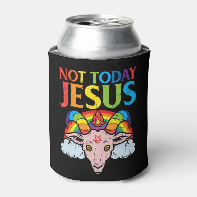 Today Not Jesus Satan Goat Satanic Rainbow Satanis Can Cooler (Can Front)