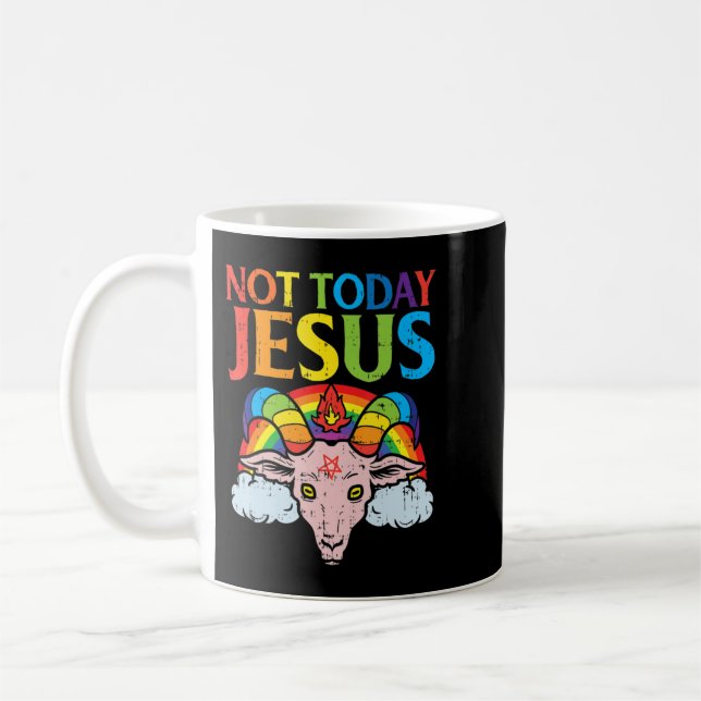 Today Not Jesus Satan Goat Satanic Rainbow Satanis Coffee Mug (Left)
