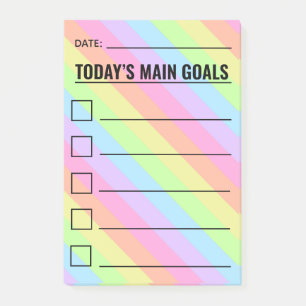 Today’s Main Goal Checklist Rainbow Stripe Post-it Notes