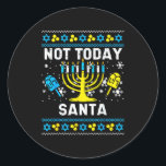 Today Santa Not Ugly Hanukkah Chanukah Jewish Wome Classic Round Sticker<br><div class="desc">Today Santa Not Ugly Hanukkah Chanukah Jewish Women Men Kids</div>