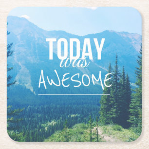 Today Was Awesome Square Paper Coaster