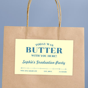 Today Was Butter With You Yellow & Blue Graduation Rectangular Sticker
