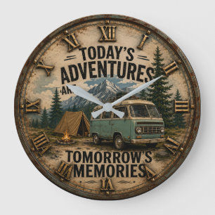 Today's Adventures Are Tomorrow's Memories Camper Large Clock