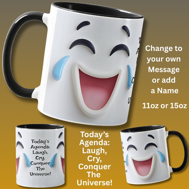 Today's Agenda,  Add Name Message, Expressive Face Mug (Creator Uploaded)