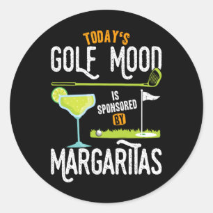 Today's Golfing Mood Golf Ball With Margarita Golf Classic Round Sticker
