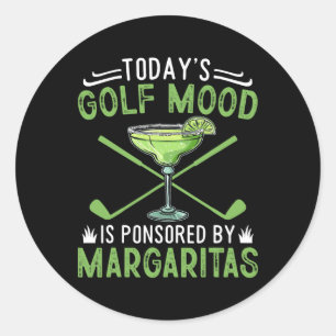 Today's Golfing Mood Golf Ball With Margarita Golf Classic Round Sticker