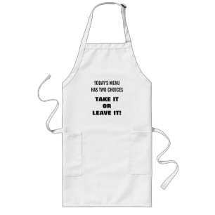 Todays menu has two choices funny cooking apron