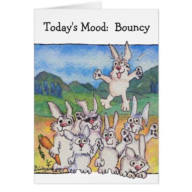 Today's Mood: Bouncy Rabbits Cartoon Card (Front)