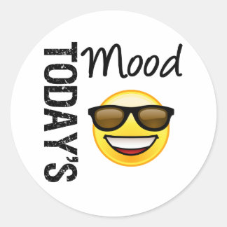 Today's Mood Emoticon Cool with Shades Classic Round Sticker