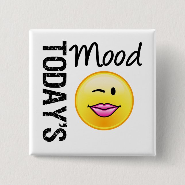 Today's Mood Emoticon Flirty 15 Cm Square Badge (Front)