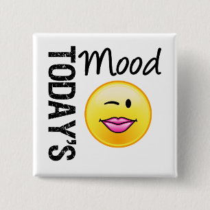 Today's Mood Emoticon Flirty 15 Cm Square Badge