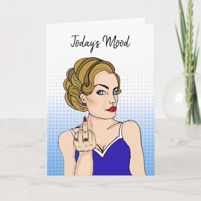 Today's Mood, MIddle Finger, Friendship Humour Card (Front)