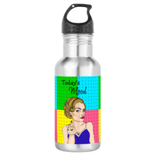 Today's Mood, Retro Lady Flipping the Bird 532 Ml Water Bottle