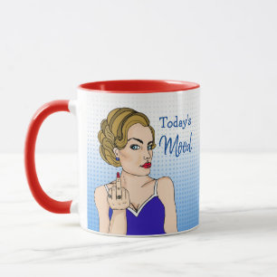 Today's Mood, Retro Lady Flipping the Bird   Mug