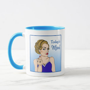 Today's Mood, Retro Lady Flipping the Bird    Mug