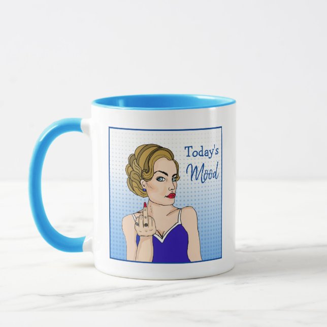 Today's Mood, Retro Lady Flipping the Bird    Mug (Left)