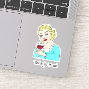 Today's Mood, Retro Lady with Glass of Red Wine