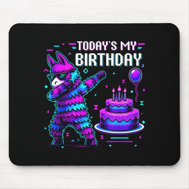 Todays My Birthday Llama Pinata Birthday Party Boy Mouse Mat (Front)