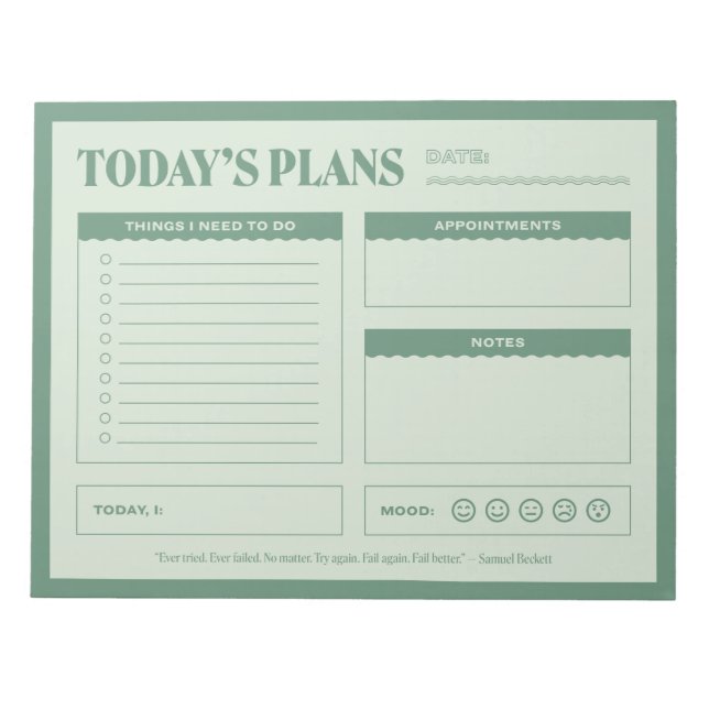 Today's Plans - A Daily Planner Notepad (Front)