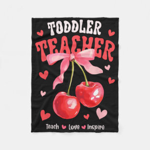 Toddle Teacher Teach Love Inspire Cherry Coquette Fleece Blanket