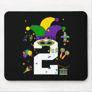 Toddler 2nd Birthday Mardi Gras Themed 2 Year Old Mouse Mat