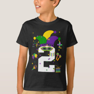 Toddler 2nd Birthday Mardi Gras Themed 2 Year Old T-Shirt