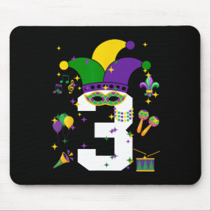Toddler 3rd Birthday Mardi Gras Themed 3 Year Old  Mouse Mat