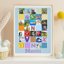 Toddler Alphabet Animal Poster Personalised