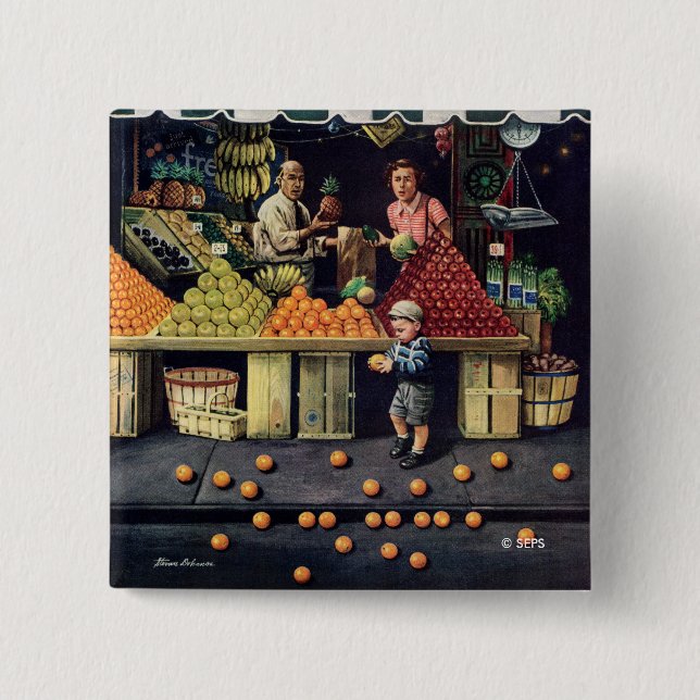 Toddler and Oranges 15 Cm Square Badge (Front)