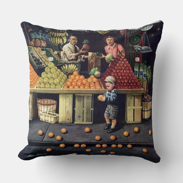 Toddler and Oranges Cushion (Front)