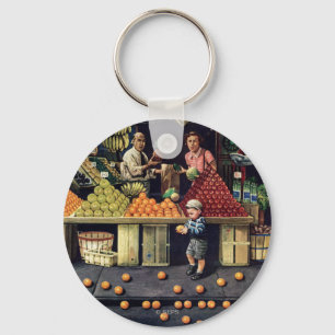 Toddler and Oranges Key Ring