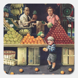 Toddler and Oranges Square Sticker