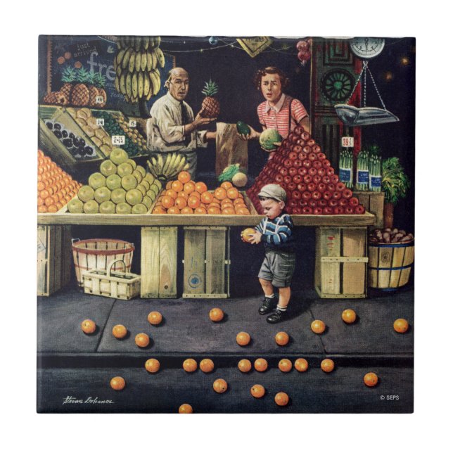 Toddler and Oranges Tile (Front)