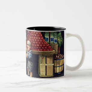 Toddler and Oranges Two-Tone Coffee Mug