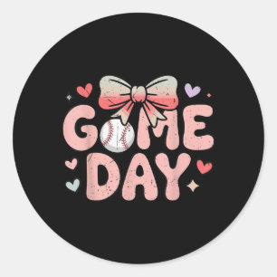 Toddler Baseball Sister Girl Youth Cute Game Day Classic Round Sticker
