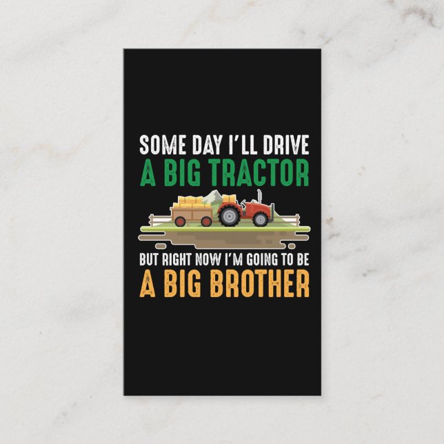 Toddler Big Brother Graphic Tractor Sibling Son Business Card (Front)