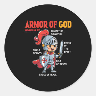 Toddler Boy Armor Of God Brother Son Men Kid Chris Classic Round Sticker