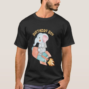Toddler Boy Birthday Boy Elephant Rocket out of Sp T-Shirt