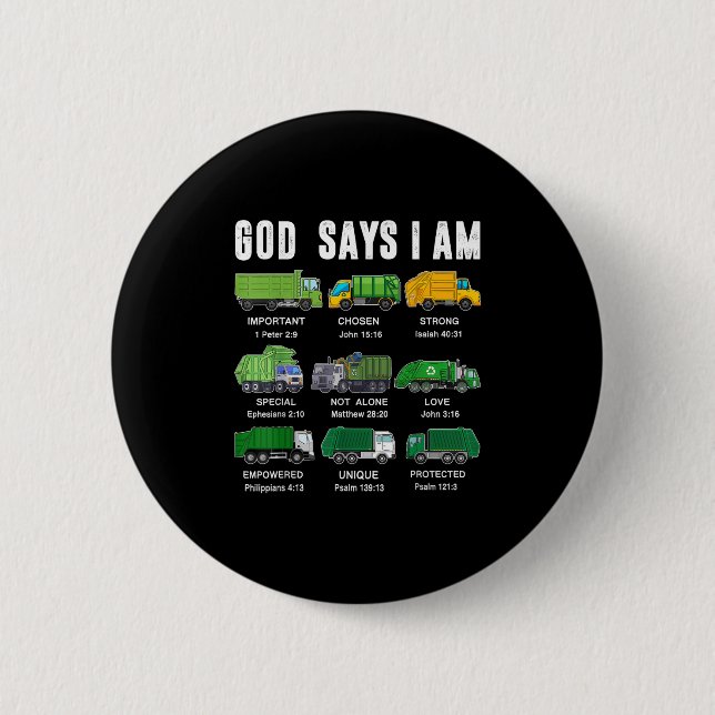 Toddler Boy God Says I Am Garbage Truck Jesus Brot 6 Cm Round Badge (Front)