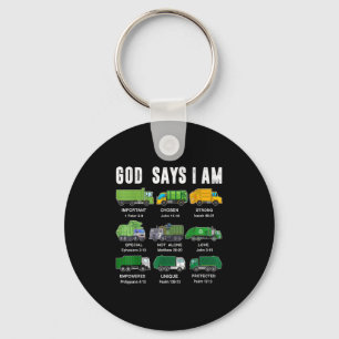 Toddler Boy God Says I Am Garbage Truck Jesus Brot Key Ring