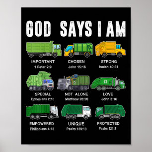 Toddler Boy God Says I Am Garbage Truck Jesus Brot Poster